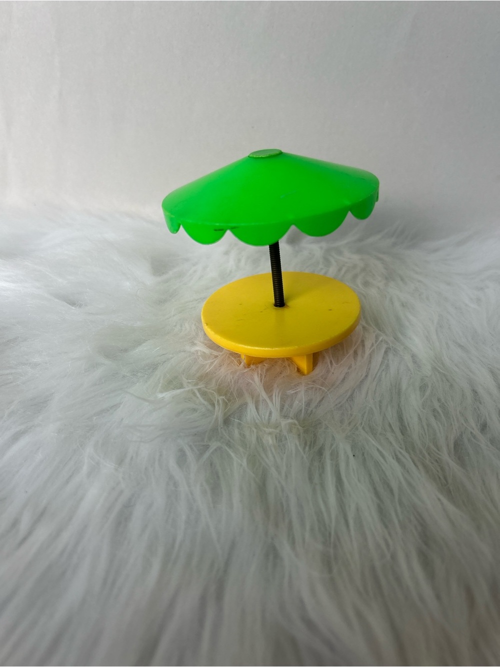 Fisher Price Little People Green & Yellow Table with attached umbrella